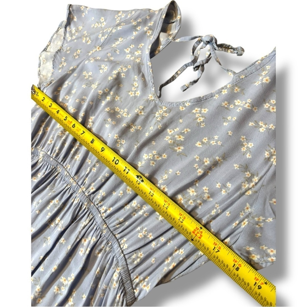 Yarn&Sea Baby Blue Floral Print Smocked Open Back Flutter Short Sleeve Sundress - Picture 8 of 16